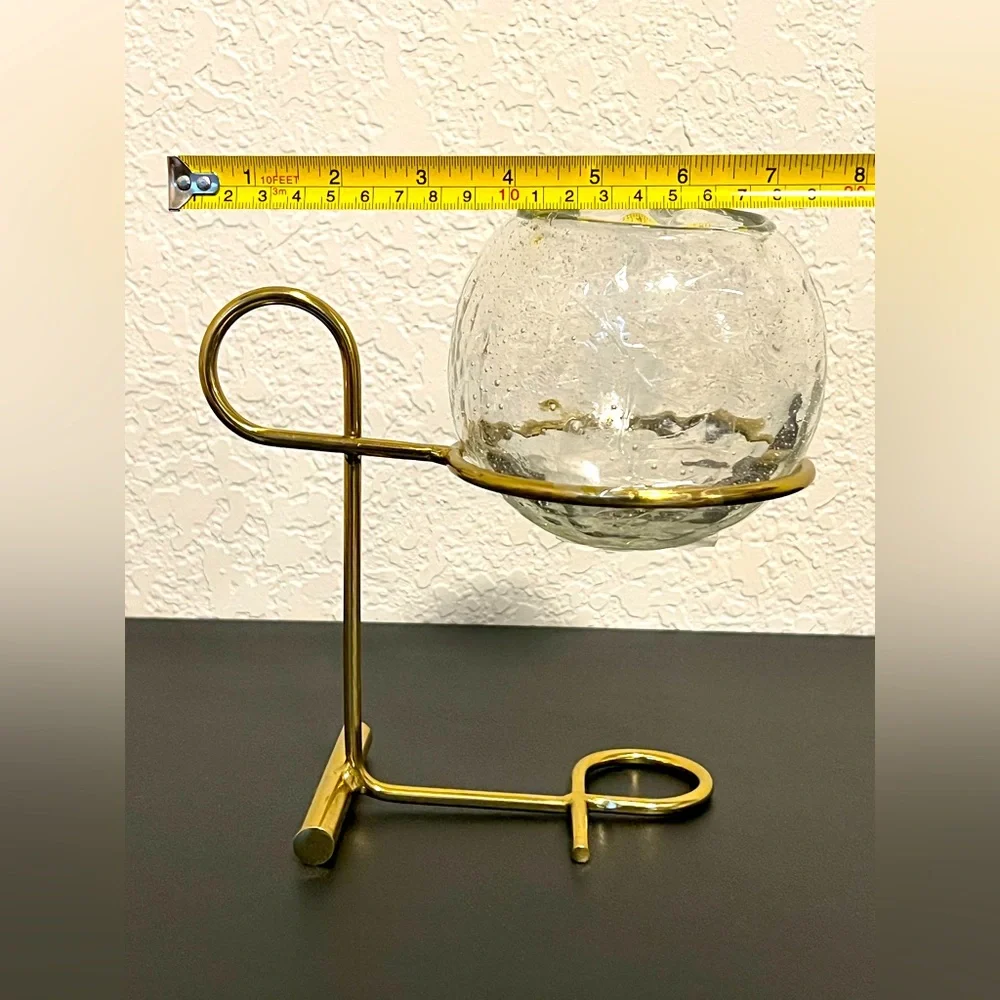 West Elm Brass And Glass Candleholder Centerpiece. Set Of 2